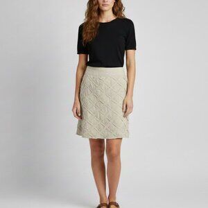 For Cynthia Linen Blend Boho Skirt Raw Edge‎ A-Line Size Medium Beige Textured
